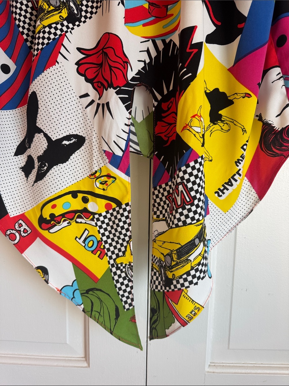 NWOT Vintage Jeff Gallano Paris Graphic Pop Art Blouse w/ Ruffle Off/On Shoulder - Picture 8 of 8